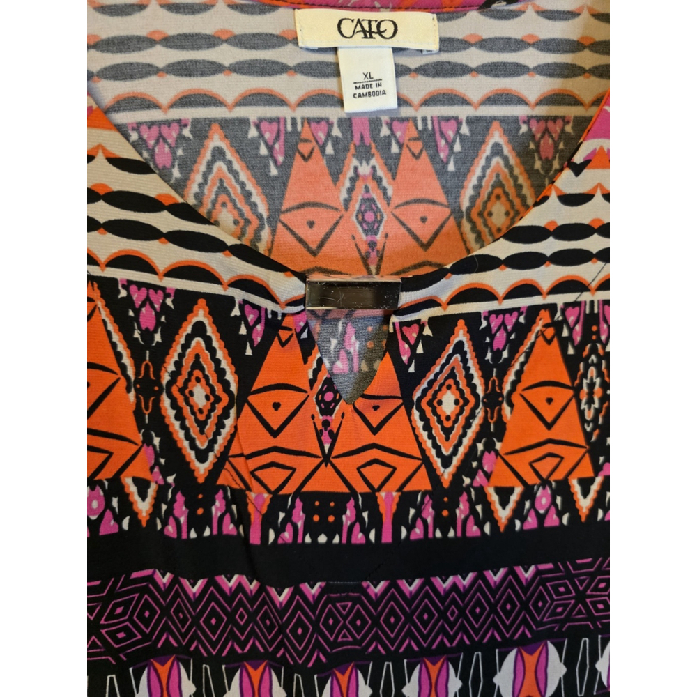 Cato Women's Tribal Polyester Round Neck Sleeveless Casual Top Blouse Size XL - Picture 2 of 10
